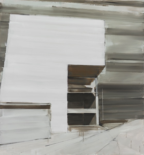 André Deloar: Zugang, 2015, Acryl und Öl auf Leinwand, 140 x 130 cm

